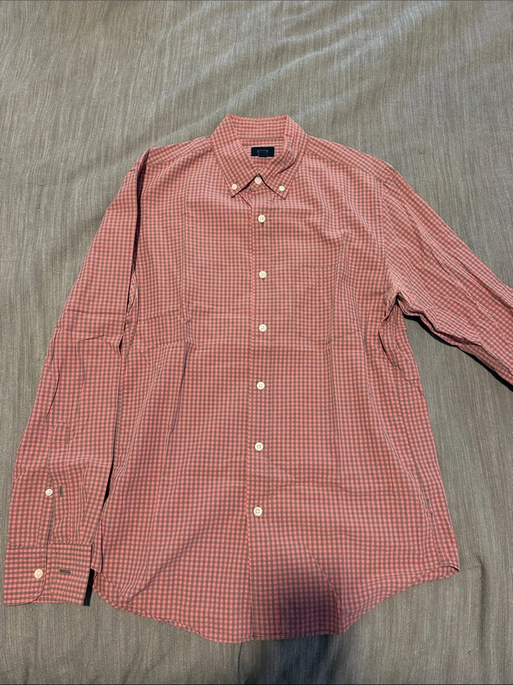 J. Crew Coral Check Button-Down Long Sleeve Shirt